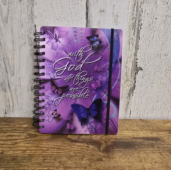 Never Used Purple Butterfly Spiral Notebook With Go All Things Are Possibl - Picture 9 of 9